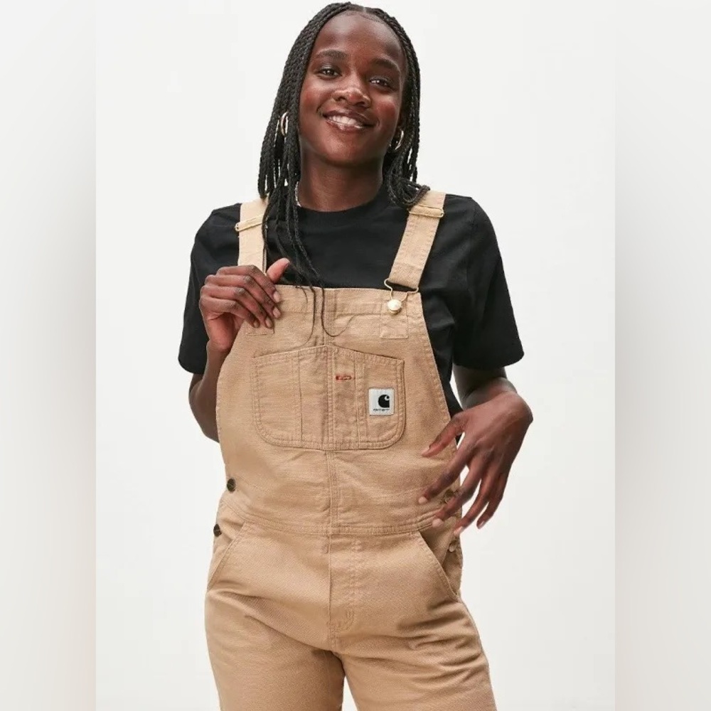 NWT Carhartt WIP Women’s Bib Brown Khaki Overalls Size Small